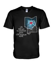 OHIO ALABAMA LOVE BRINGS YOU HOME V-Neck T-Shirt tile