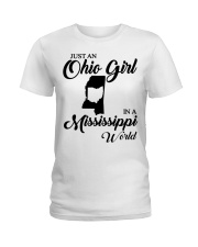 OHIO GIRL IN MISSISSIPPI Ladies T-Shirt tile