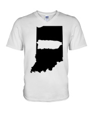 MAP PUERTO RICO IN INDIANA V-Neck T-Shirt tile