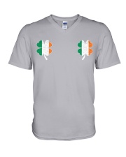Ireland Flag - Four Leaf Clover V-Neck T-Shirt tile