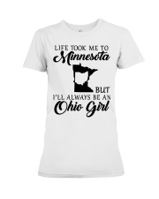OHIO GIRL LIFE TOOK ME TO MINNESOTA Premium Fit Ladies Tee tile