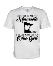 OHIO GIRL LIFE TOOK ME TO MINNESOTA V-Neck T-Shirt tile