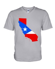 FLAG PUERTO RICO IN CALIFORNIA V-Neck T-Shirt tile