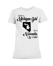 MICHIGAN GIRL IN NEVADA Premium Fit Ladies Tee tile