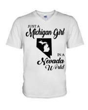 MICHIGAN GIRL IN NEVADA V-Neck T-Shirt tile