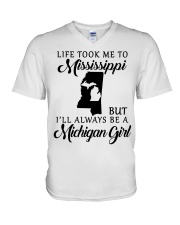 LIFE TOOK TO MISISSIPPI BE A MICHIGAN GIRL V-Neck T-Shirt tile