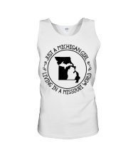 MICHIGAN GIRL LIVING IN MISSOURI Unisex Tank tile