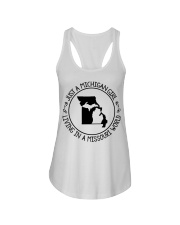 MICHIGAN GIRL LIVING IN MISSOURI Ladies Flowy Tank tile