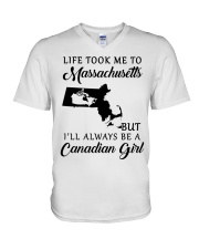 LIFE TOOK ME TO MASSACHUSETTS BE A CANADIAN GIRL V-Neck T-Shirt tile