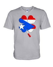 Flag Puerto Rico Four Leaf Clover V-Neck T-Shirt tile