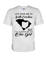 OHIO GIRL LIFE TOOK ME TO SOUTH CAROLINA V-Neck T-Shirt tile