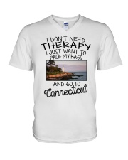 Pack My Bags - Go To Connecticut V-Neck T-Shirt tile