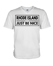 Rhode Island Just Be Nice V-Neck T-Shirt tile