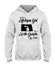 MICHIGAN GIRL IN NORTH DAKOTA Hooded Sweatshirt tile