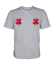 Ontario Flag - Four Leaf Clover V-Neck T-Shirt tile
