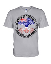 LIVING IN AUSTRALIA CANADIAN ROOTS V-Neck T-Shirt tile