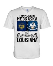 Began In Louisiana - May Live In Nebraska V-Neck T-Shirt tile