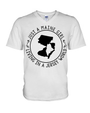 MAINE GIRL LIVING IN JERSEY V-Neck T-Shirt tile
