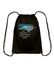 PUERTO RICO NORTH CAROLINA LOVE BRINGS YOU HOME Drawstring Bag tile
