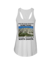 Should Be In North Dakota Ladies Flowy Tank tile