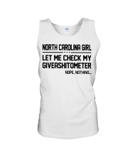 North Carolina girl let me check giveshitometer Unisex Tank tile