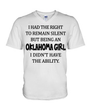 Oklahoma girl didn't have the ability V-Neck T-Shirt tile