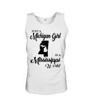 MICHIGAN GIRL IN MISSISSIPPI Unisex Tank tile