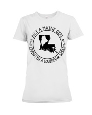 MAINE GIRL LIVING IN LOUISIANA Premium Fit Ladies Tee tile