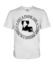 MAINE GIRL LIVING IN LOUISIANA V-Neck T-Shirt tile