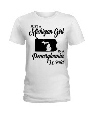 MICHIGAN GIRL IN PENNSYLVANIA Ladies T-Shirt tile