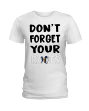 Massachusetts Flag Don't Forget Your Roots Ladies T-Shirt tile