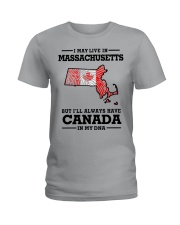 LIVE IN MASSACHUSETTS CANADA IN MY DNA Ladies T-Shirt tile
