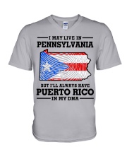 LIVE IN PENNSYLVANIA PUERTO RICO IN MY DNA V-Neck T-Shirt tile