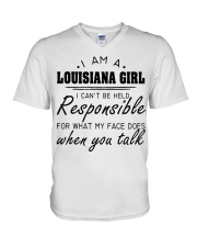 Louisiana girl can't be held responsible V-Neck T-Shirt tile