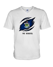 Flag Maine My Roots V-Neck T-Shirt tile