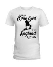 OHIO GIRL IN ENGLAND Ladies T-Shirt tile