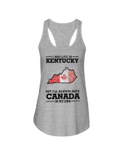 LIVE IN KENTUCKY CANADA IN MY DNA Ladies Flowy Tank tile