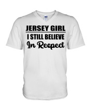 Jersey Girl I Still Believe In Respect V-Neck T-Shirt tile
