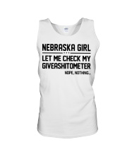 Nebraska girl let me check my giveshitometer Unisex Tank tile