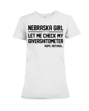 Nebraska girl let me check my giveshitometer Premium Fit Ladies Tee tile