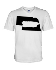 MAP PUERTO RICO IN NEBRASKA V-Neck T-Shirt tile