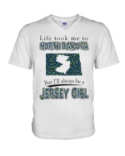 Jersey Girl Life Took Me To North Dakota V-Neck T-Shirt tile