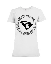 MICHIGAN GIRL LIVING IN SOUTH CAROLINA Premium Fit Ladies Tee tile