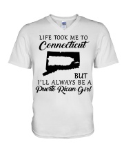 LIFE TOOK TO CONNECTICUT BE A PUERTO RICAN GIRL V-Neck T-Shirt tile