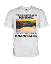 Should Be In Massachusetts V-Neck T-Shirt tile