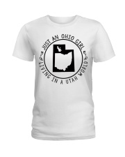 OHIO GIRL LIVING IN UTAH Ladies T-Shirt tile