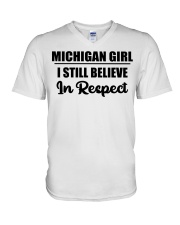 Michigan Girl I Still Believe In Respect V-Neck T-Shirt tile