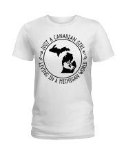 CANADIAN GIRL LIVING IN MICHIGAN Ladies T-Shirt tile