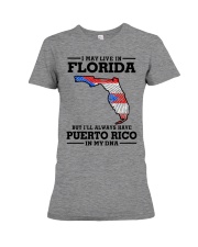LIVE IN FLORIDA PUERTO RICO IN MY DNA Premium Fit Ladies Tee tile