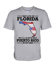 LIVE IN FLORIDA PUERTO RICO IN MY DNA V-Neck T-Shirt tile